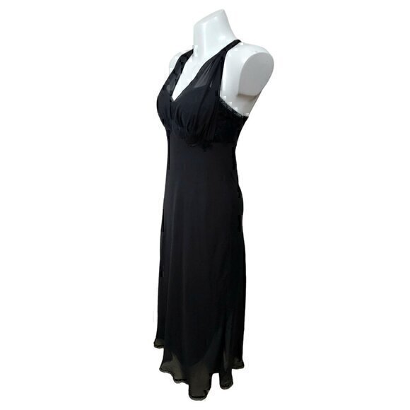 Old Hollywood Glam Style Pinup Cabernet Black Gown Chiffon M - Picture 3 of 8